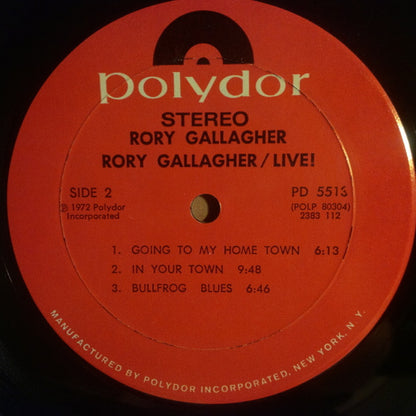 Rory Gallagher : Rory Gallagher Live! (LP, Album, Mon)