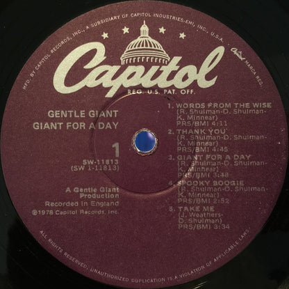 Gentle Giant : Giant For A Day (LP, Album, Win)