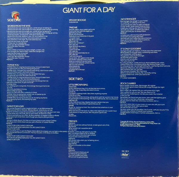Gentle Giant : Giant For A Day (LP, Album, Win)