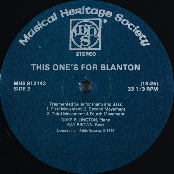 Duke Ellington, Ray Brown : This One's For Blanton (LP, Album, RE, DMM)