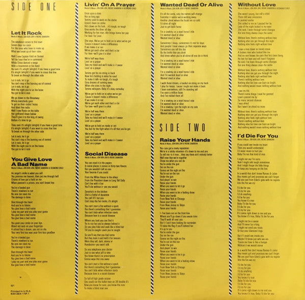 Bon Jovi : Slippery When Wet (LP, Album, 70 )