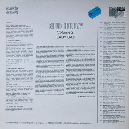 Billie Holiday : Volume 2 Lady Day (LP, Comp, RE)