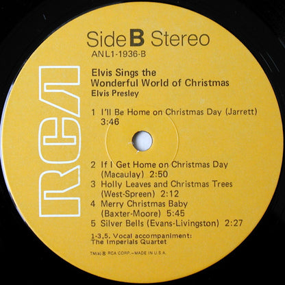 Elvis Presley : Elvis Sings The Wonderful World Of Christmas (LP, Album, RE, Ind)