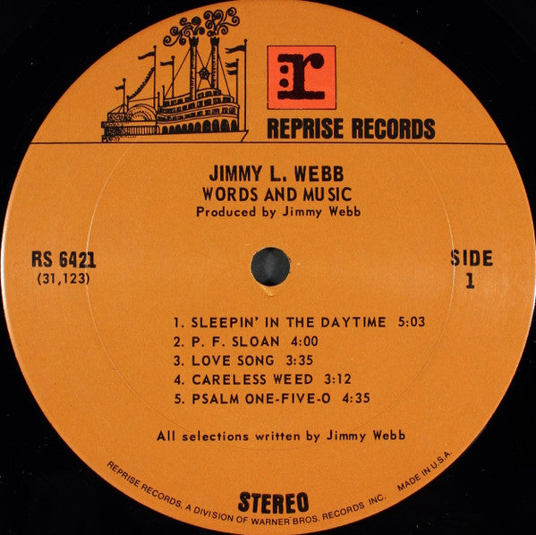 Jimmy L. Webb* : Words And Music (LP, Album, Pit)