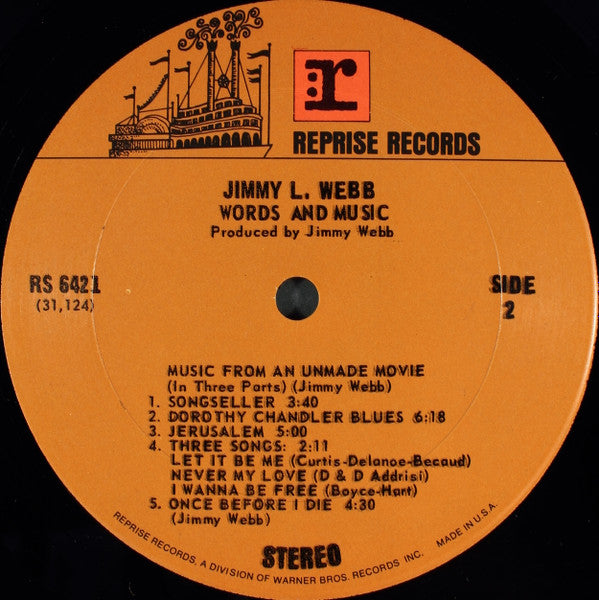 Jimmy L. Webb* : Words And Music (LP, Album, Pit)