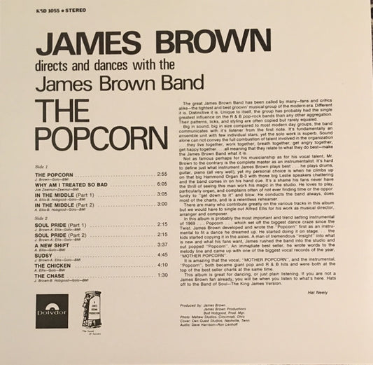 James Brown Directs And Dances With The The James Brown Band : The Popcorn (LP, Album, RE)