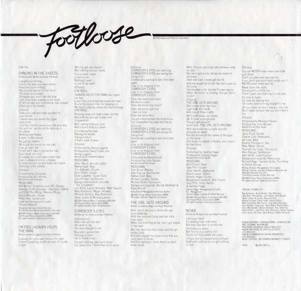 Various : Footloose (Original Motion Picture Soundtrack) (LP, Comp, Car)