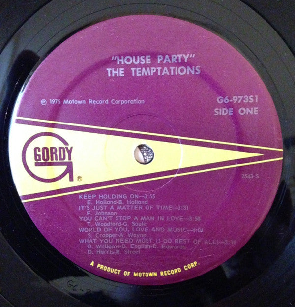 The Temptations : House Party (LP, Album, Dix)