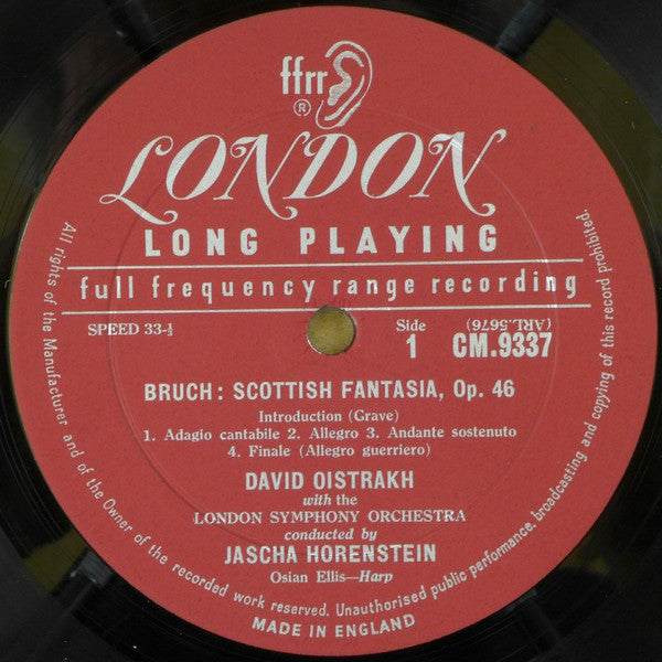 David Oistrakh*, Bruch*, Hindemith*, London Symphony Orchestra, Horenstein* : Scottish Fantasia / Violin Concerto (LP, Album, Mono, ffr)