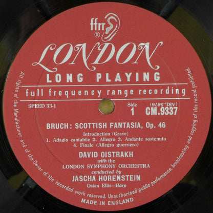 David Oistrakh*, Bruch*, Hindemith*, London Symphony Orchestra, Horenstein* : Scottish Fantasia / Violin Concerto (LP, Album, Mono, ffr)