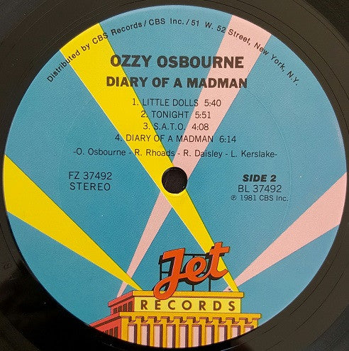 Ozzy Osbourne : Diary Of A Madman (LP, Album, Pit)