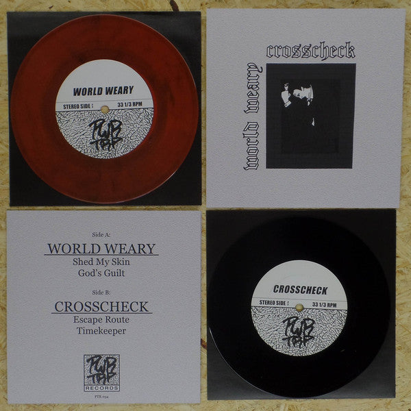 World Weary / Crosscheck : World Weary / Crosscheck Split (7", EP, Bla)