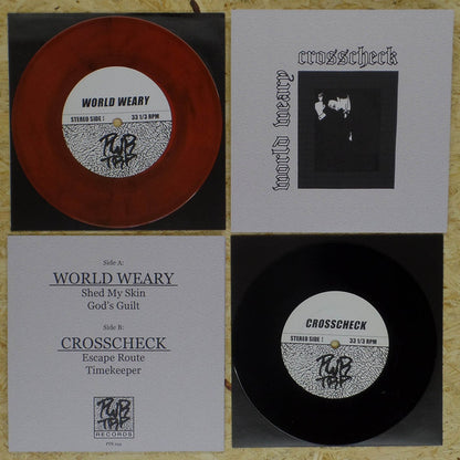 World Weary / Crosscheck : World Weary / Crosscheck Split (7", EP, Bla)