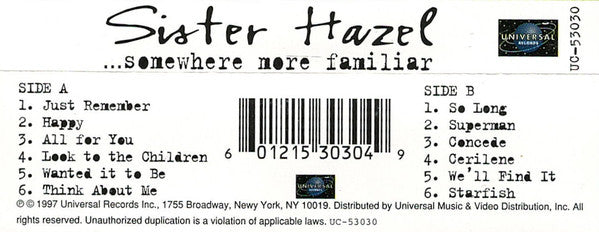Sister Hazel : ...Somewhere More Familiar (Cass, Album, Dol)