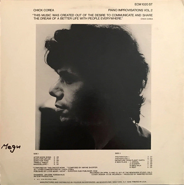 Chick Corea : Piano Improvisations, Vol. 2 (LP)