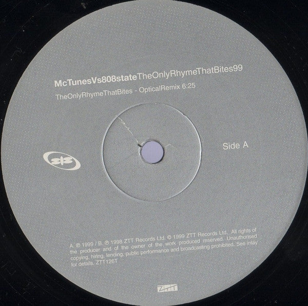 MC Tunes vs. 808state* : The Only Rhyme That Bites 99 (12")