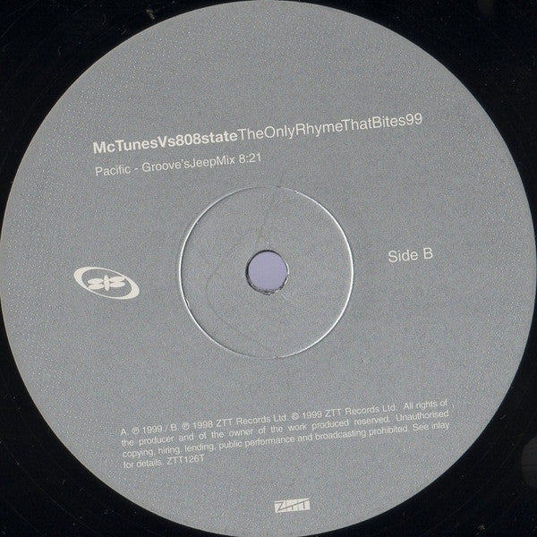 MC Tunes vs. 808state* : The Only Rhyme That Bites 99 (12")