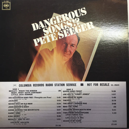 Pete Seeger : Dangerous Songs!? (LP, Album, Mono, Promo)