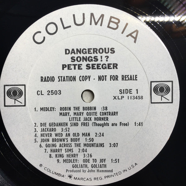 Pete Seeger : Dangerous Songs!? (LP, Album, Mono, Promo)