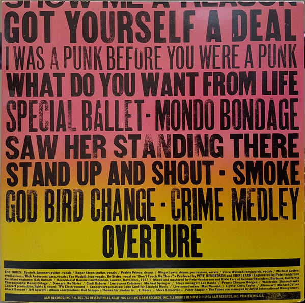 The Tubes : What Do You Want From Live (2xLP, Album, Ter)