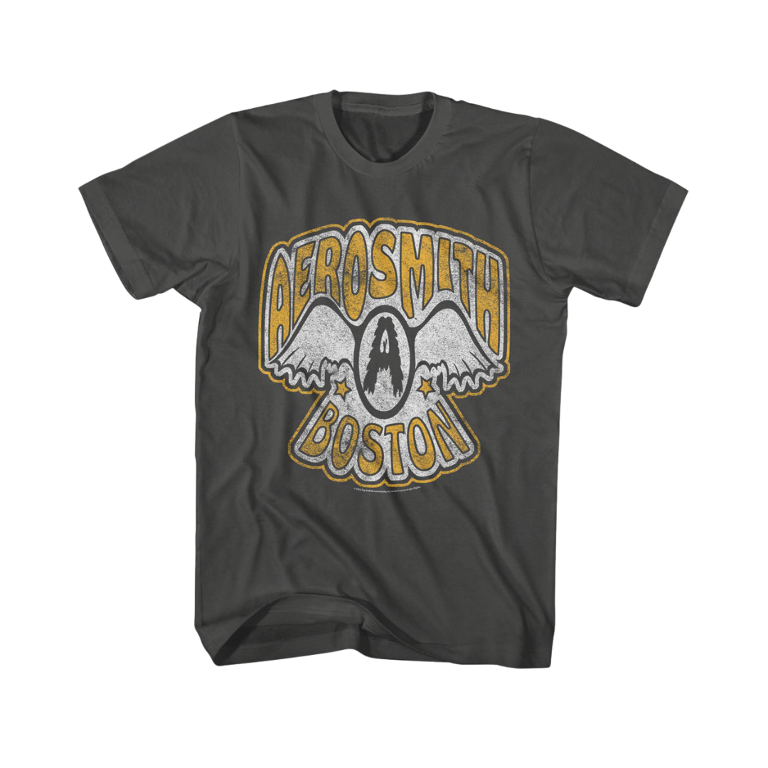Gray t-shirt with Aerosmith logo 