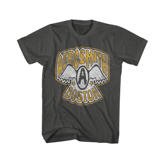 Gray t-shirt with Aerosmith logo 