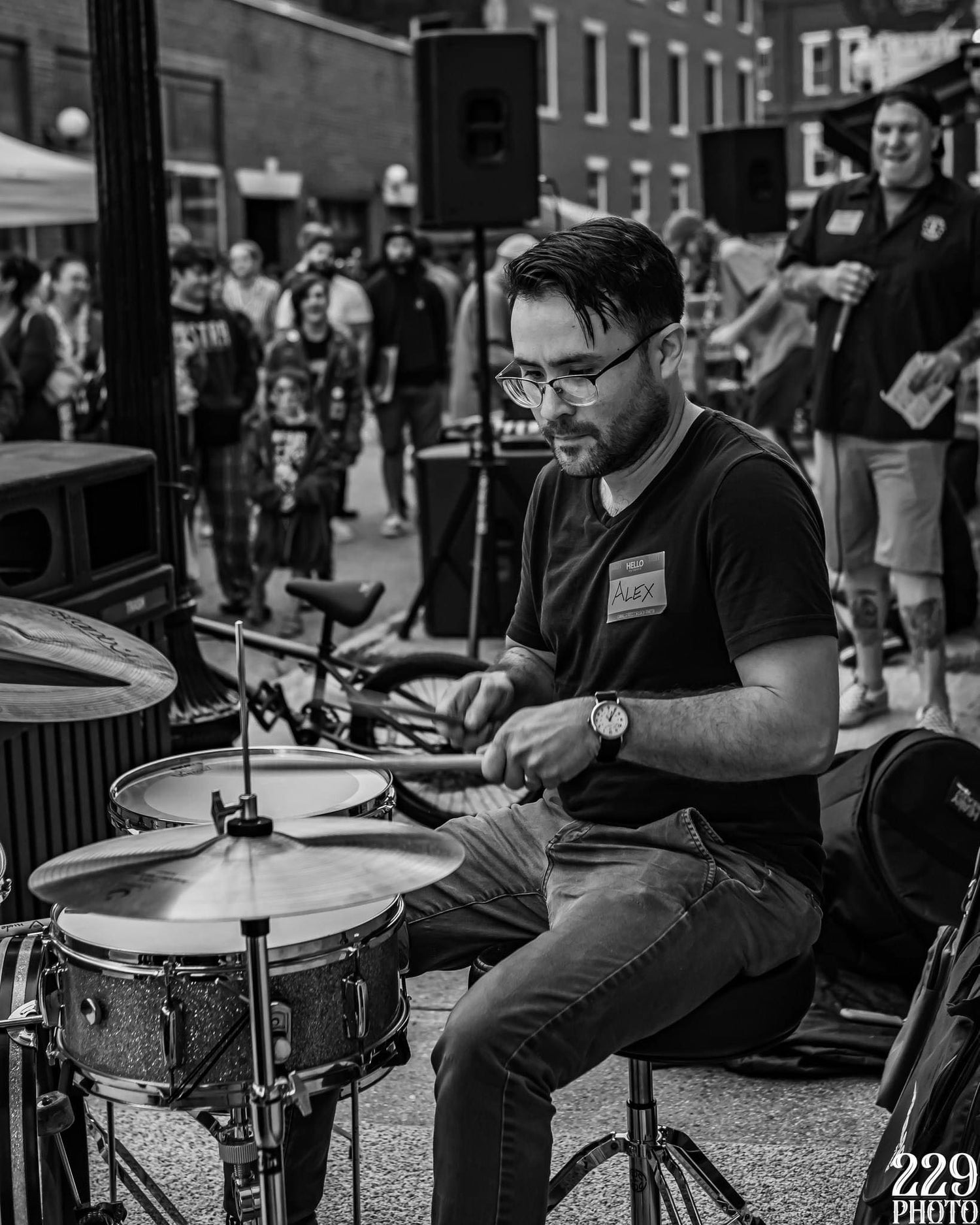 Alex drums at the NHVV Canal Street Block Party