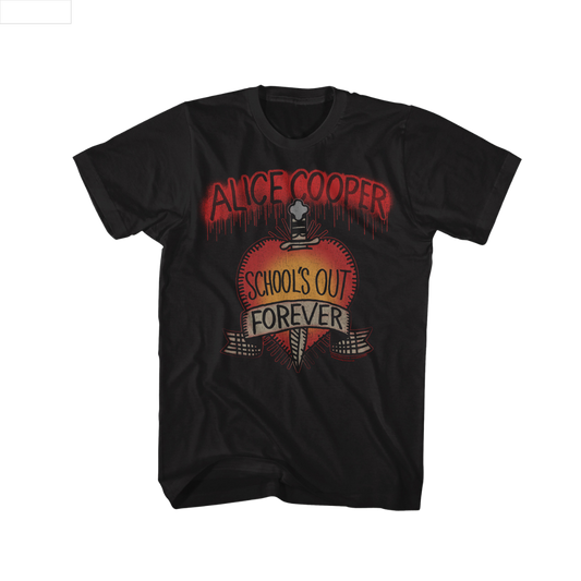 Black t-shirt with Alice Cooper graphic design