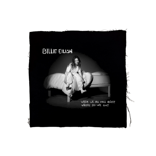 Album cover for Billie Eilish's 'When We All Fall Asleep, Where Do We Go?' with a black border.