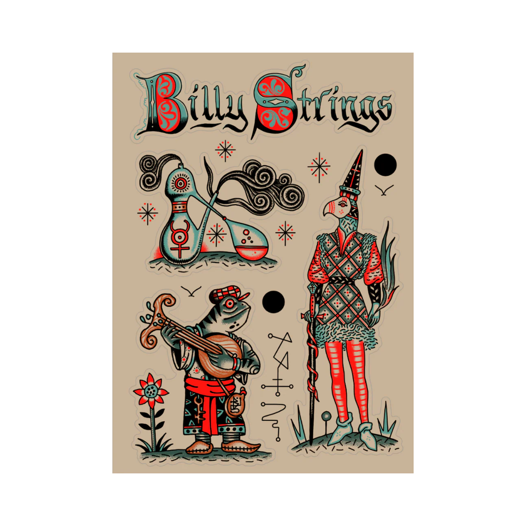 Billy Strings Sticker Sheet: Frog Guitar 