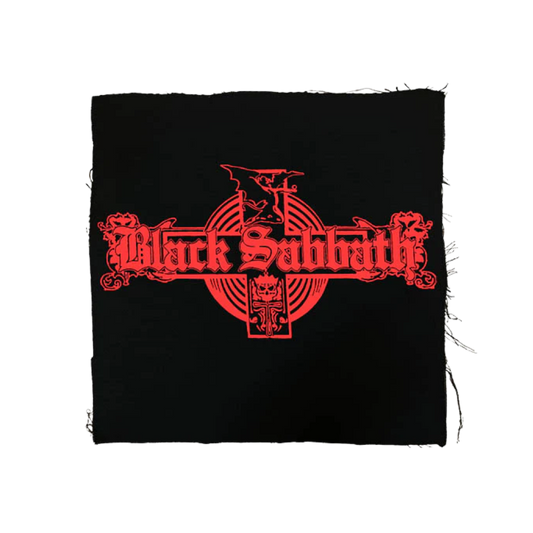 Black Sabbath logo in red on a black background