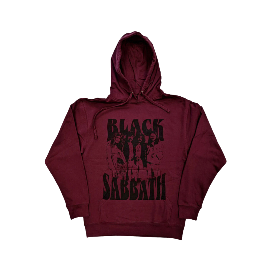 Black Sabbath Band & Logo Crimson Hoodie