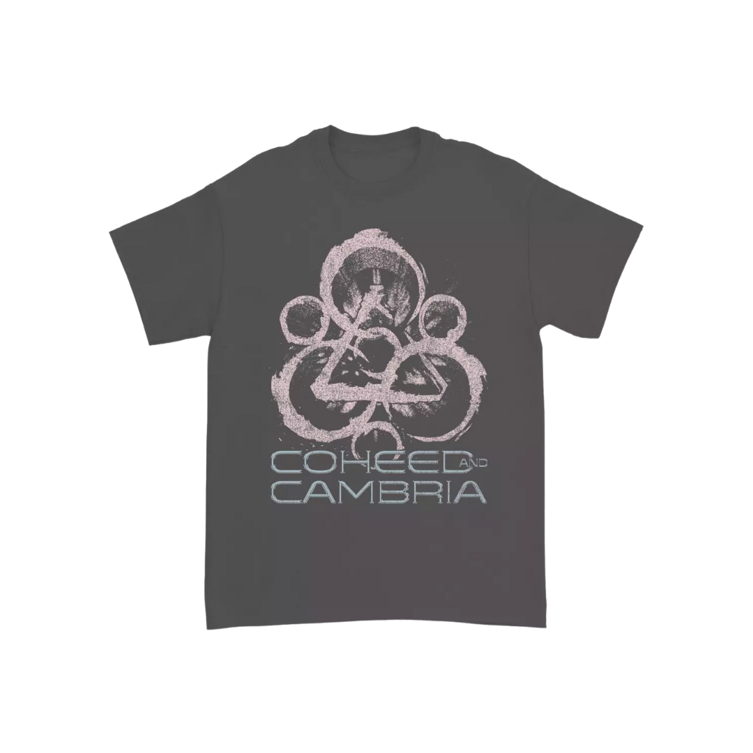 Gray t-shirt with 'Coheed and Cambria' logo on a white background
