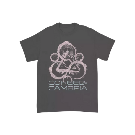 Gray t-shirt with 'Coheed and Cambria' logo on a white background