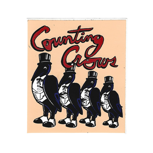 Counting Crows Sticker with 4 crows in tuxedos