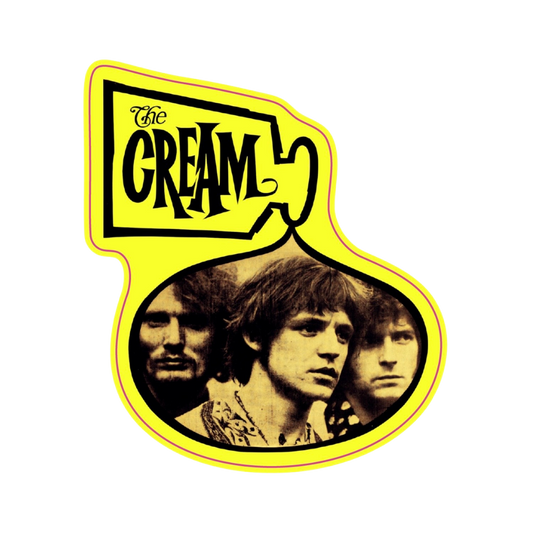 Album cover for 'The Cream' featuring three band members with a yellow border.