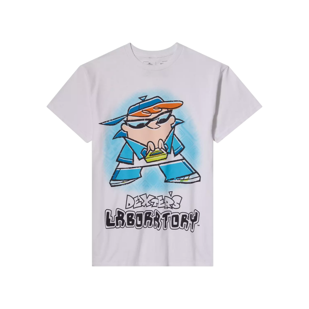 White t-shirt with Dexter from Dexter's Lab on it