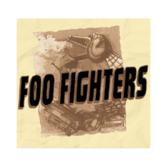 Foo Fighters logo on a beige background