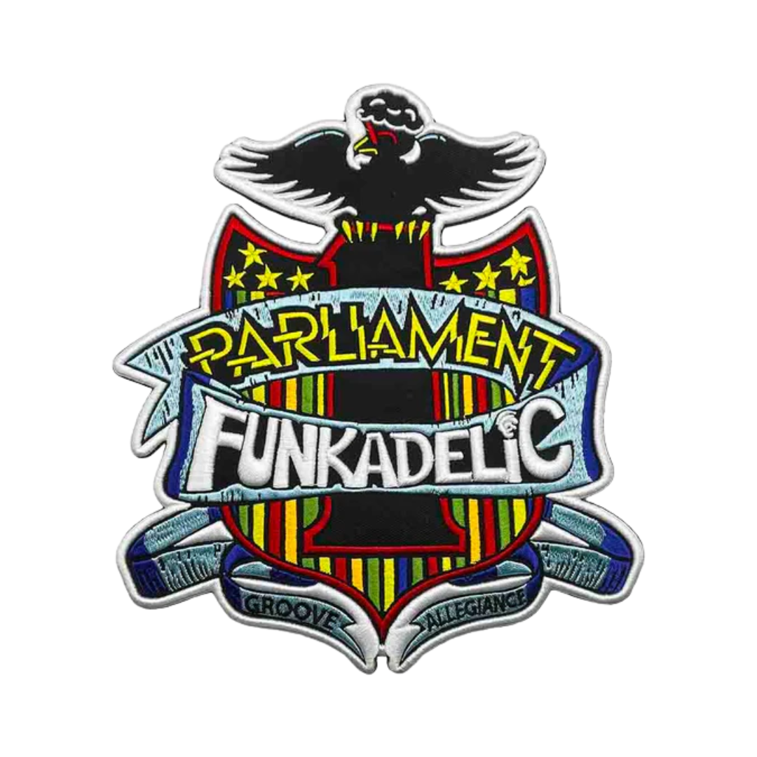 Logo of Parliament Funkadelic with colorful design on a white background