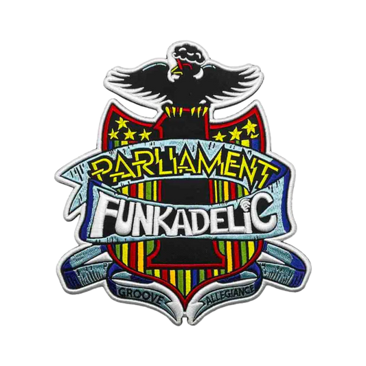 Logo of Parliament Funkadelic with colorful design on a white background
