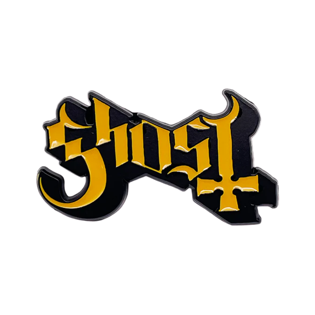Black and gold 'Ghost' logo on a white background