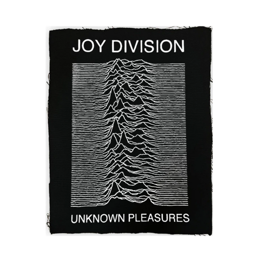 Album cover of 'Unknown Pleasures' by Joy Division with black and white design.