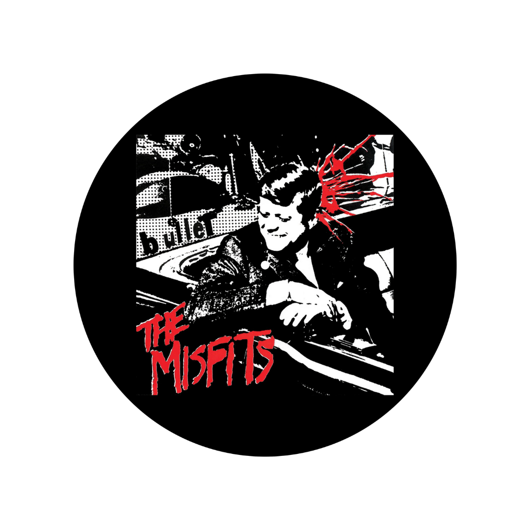 Circular with 'The Misfits' text and graphic design on a white background