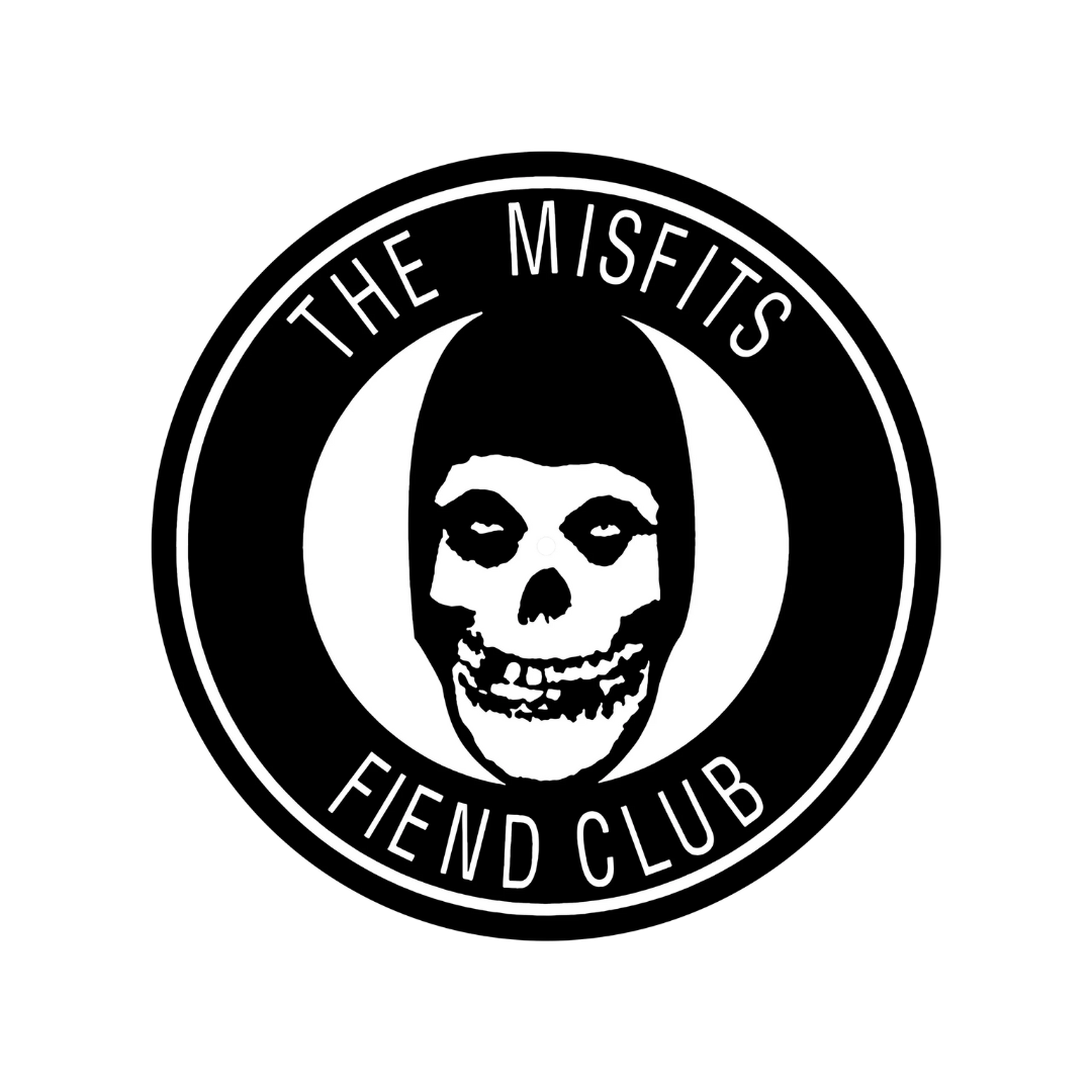 Logo of 'The Misfits Fiend Club' with a skull design on a white background