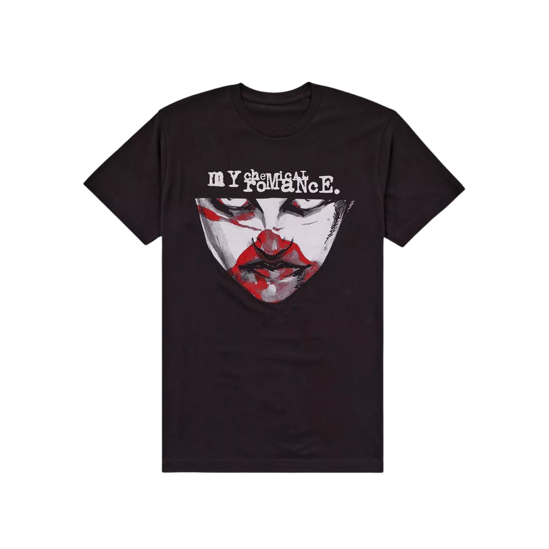 Black t-shirt with graphic design and 'My Chemical Romance' text on a white background