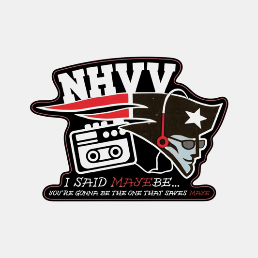 Logo with text 'NHVV' and a person wearing a cowboy hat and sunglasses on a light gray background