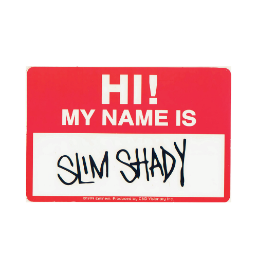 Eminem Slim Shady Name Tag Sticker