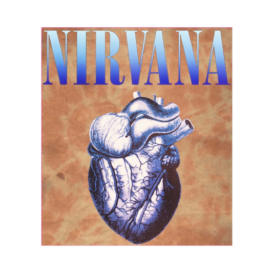 purple and blue nirvana logo with heart sticker