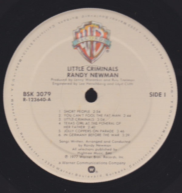 Randy Newman : Little Criminals (LP, Album, Club, RE, RCA)