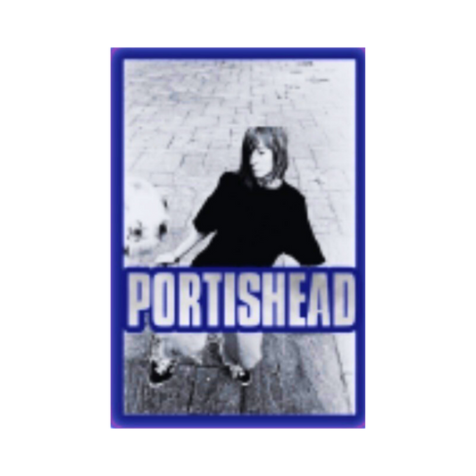 Black and white photo of a person with 'Portishead' text overlay